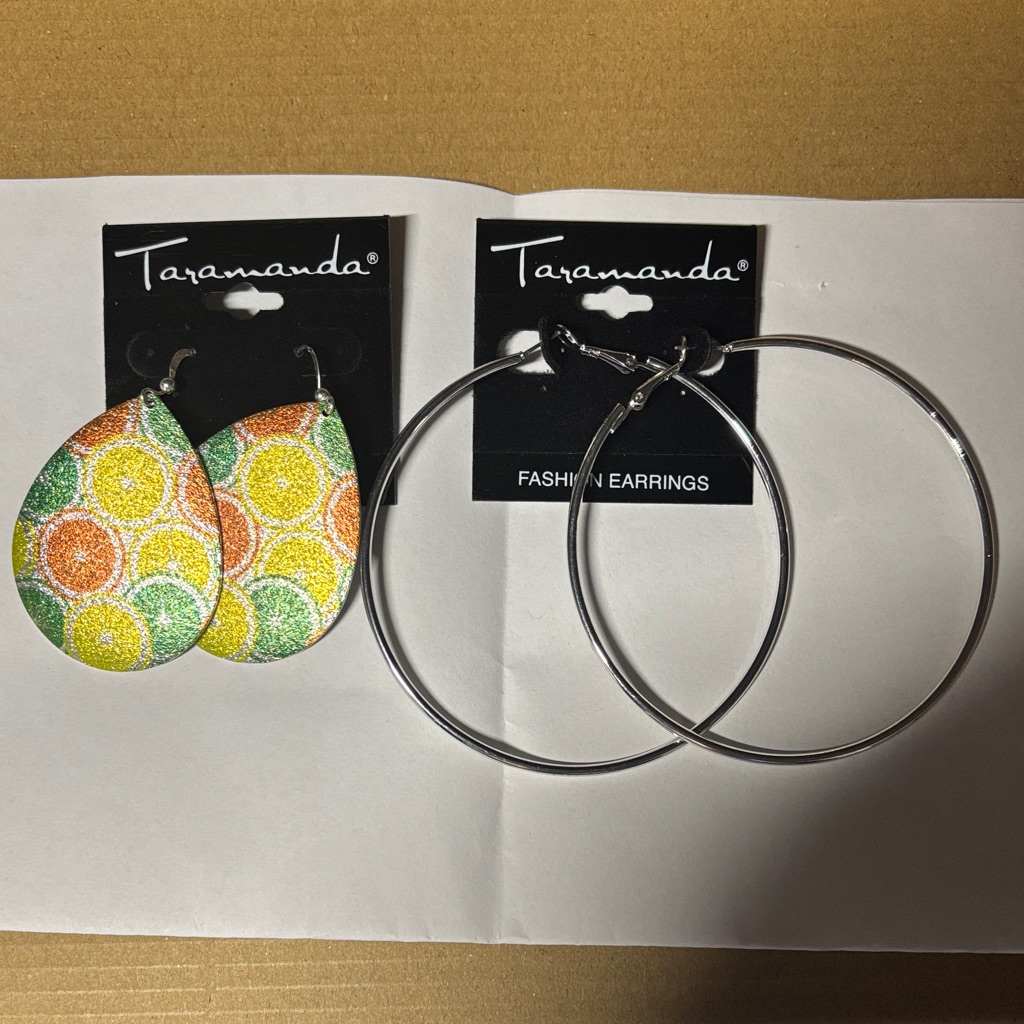 Taramanda Colorful Teardrop And Silver Hoop Earrings Set